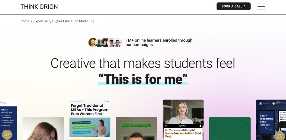 Think Orion Best Higher Education Marketing Agency Digital Services for Colleges and Universities